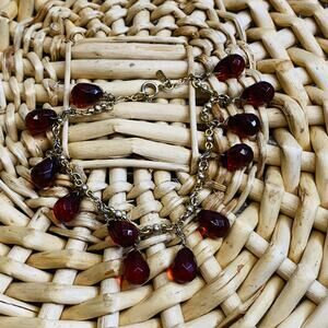 Red  Orange Bead Bracelet Gold Chain  Rian Brand